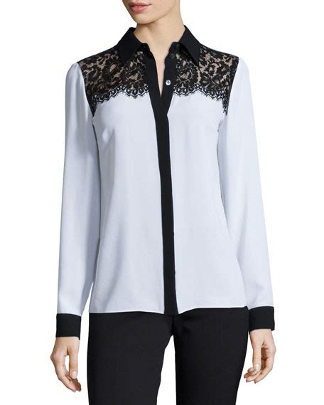 Michael Michael Kors Women's Lace Yoke Blouse 